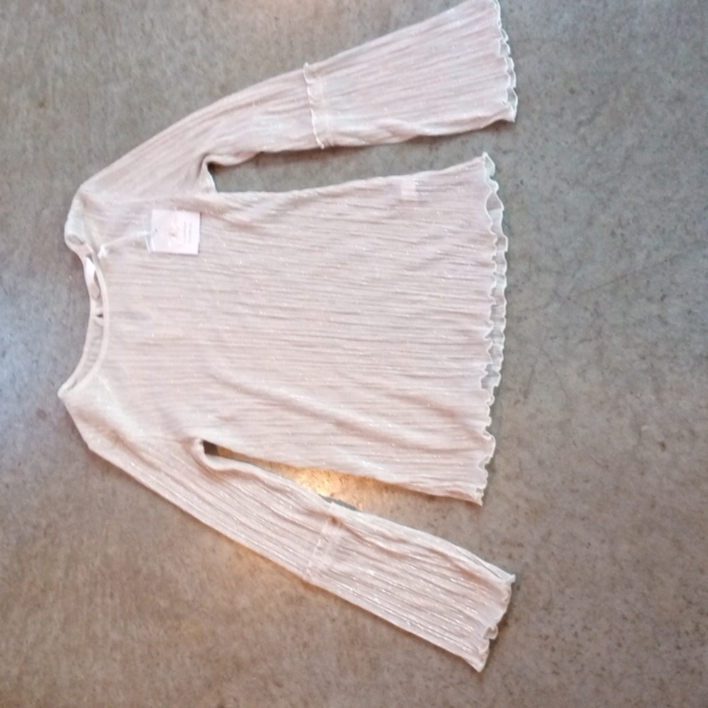 NWT Lauren Conrad Long Sleeve Metallic Detailed Sheer Top Womens Small